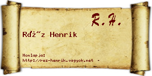 Réz Henrik névjegykártya