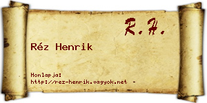 Réz Henrik névjegykártya